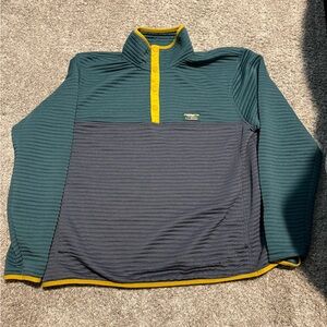 Teal and Gray Pullover with Yellow Accents